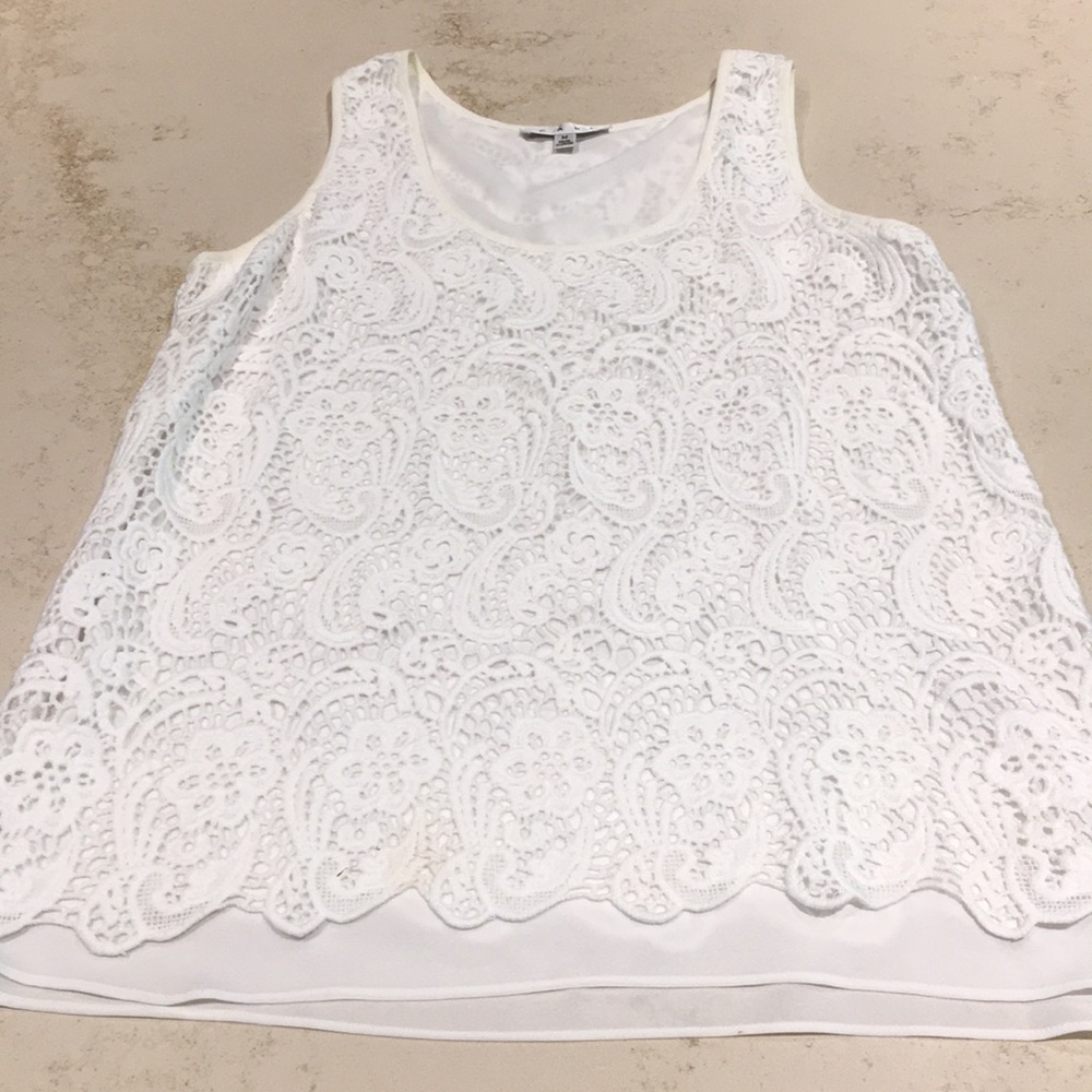 CAbi  white eyelet overlay top. Medium